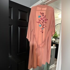 Floral Embroidered Kimono Cardigan